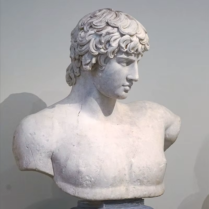 Ancient roman nose profile on classical sculpture symbolizing leadership and strength